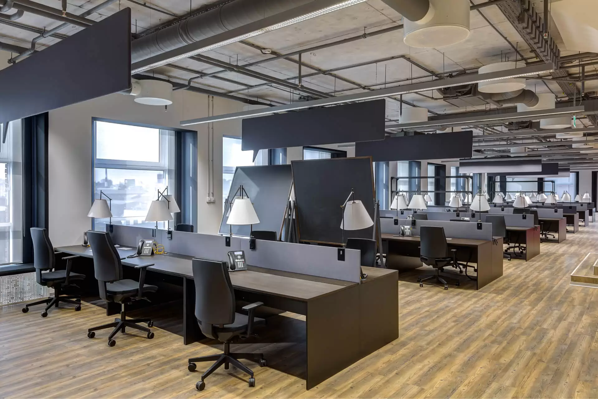 Modern open-plan office workspace.