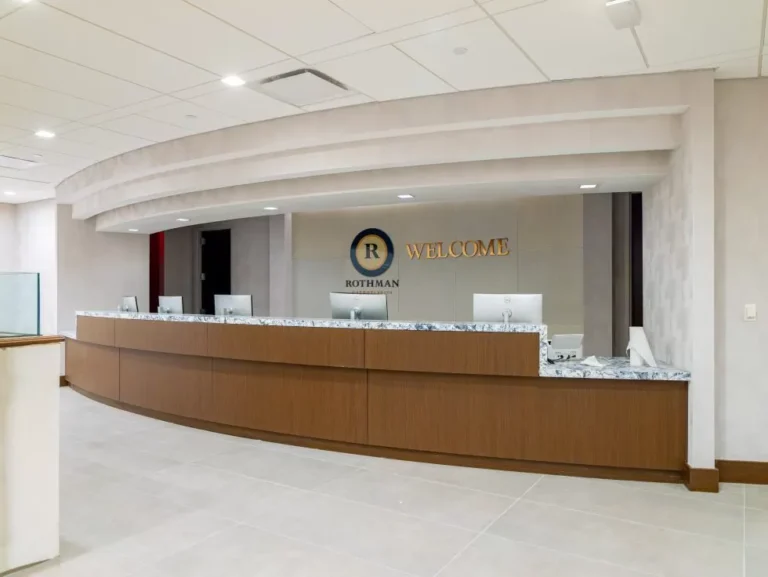Rothman welcome reception desk.