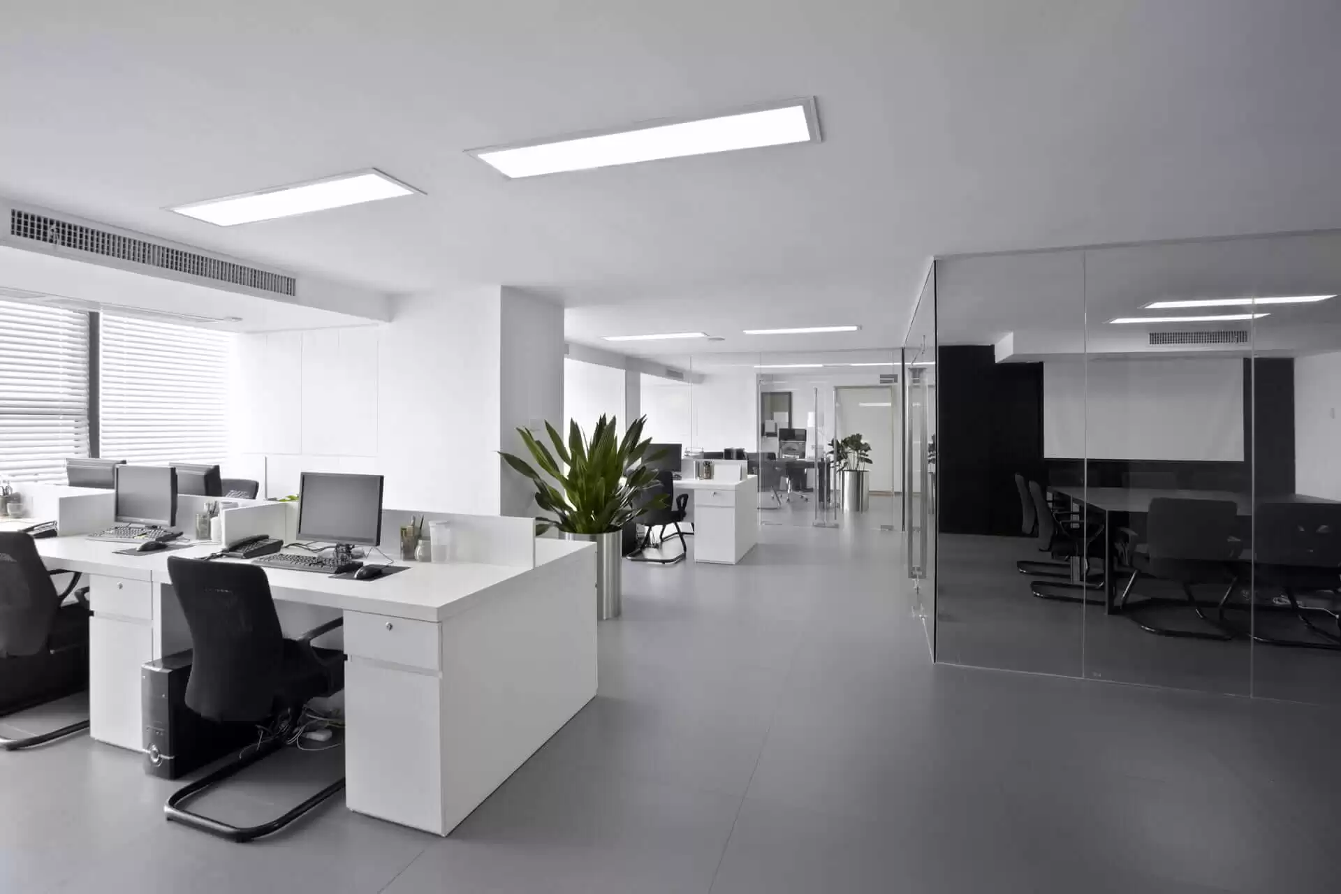 Modern minimalist office interior.