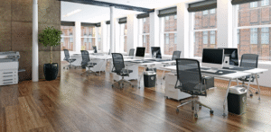 Modern bright office workspace.