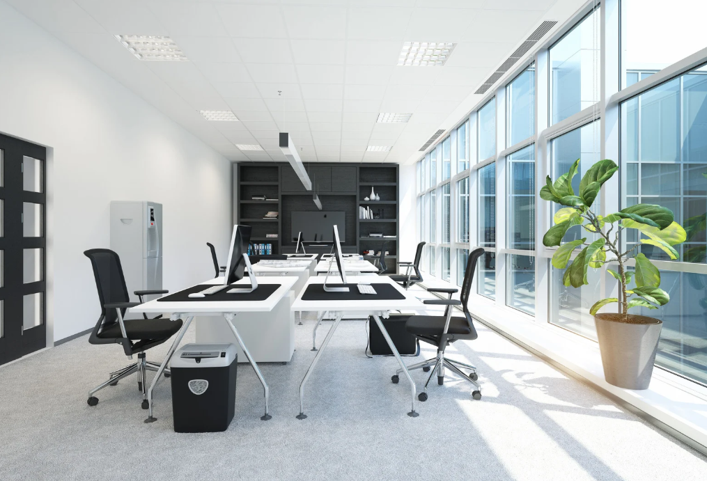 Modern, bright office workspace.